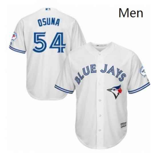 Mens Majestic Toronto Blue Jays 54 Roberto Osuna Replica White Home 40th Anniversary Patch MLB Jersey